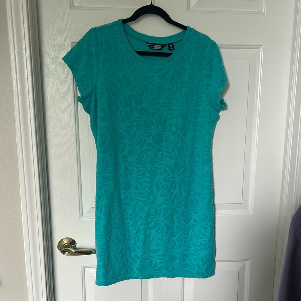 Lands' End Green Casual Sheath Dress Short Sleeve